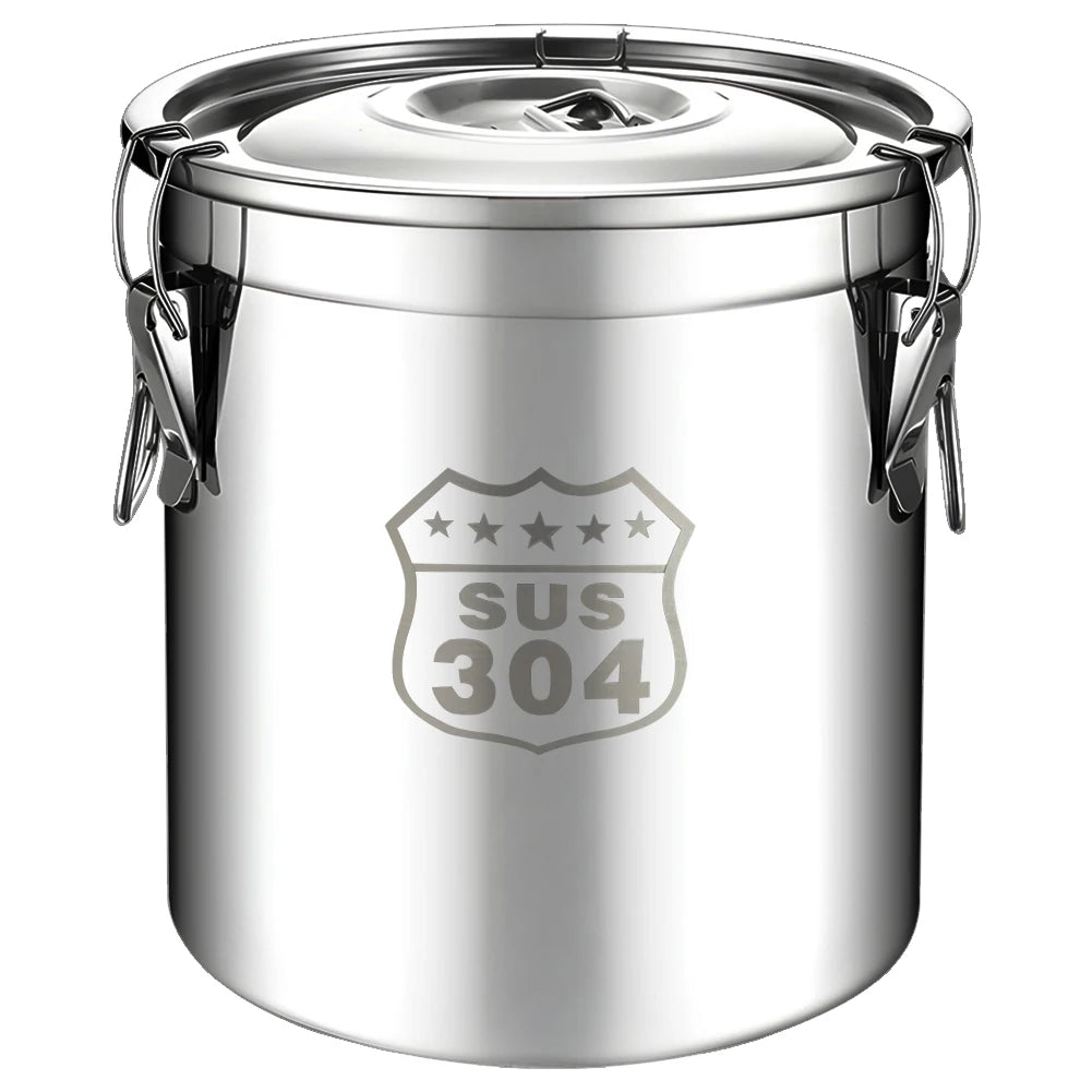 6/12L Stainless Steel Airtight Canister with Seal Lid Food Rice Oil Milk Storage Bucket Grain Storage Container for Home Kitchen