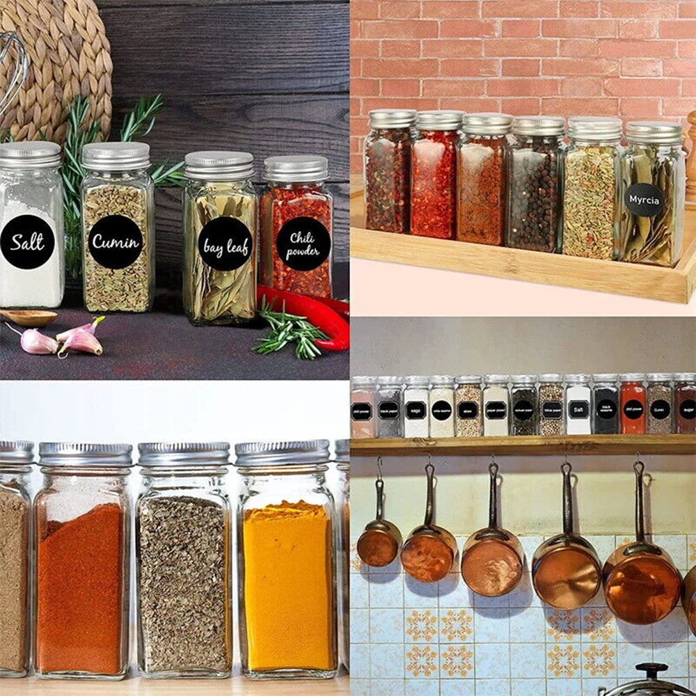 12pc 120ML bottle Glass Spice Bottle Jars Spice Jar Set Transparent Seasoning Storage Bottles Kitchen Salt Bottle