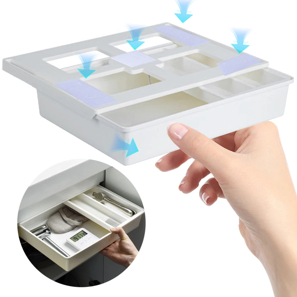Under Desk Drawer Under Table Storage Holder Self Adhesive Slide Out Drawer Tray Large Capacity for Cosmetics Sundries