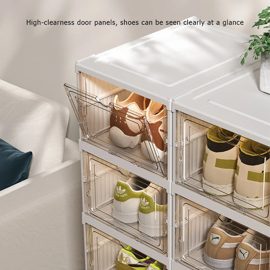 [UK Stock] 6 Tire Shoe Storage Box Plastic Shoe Boxes, Storage Organizers Set, Transparent Shoe Box Dustproof Organizer