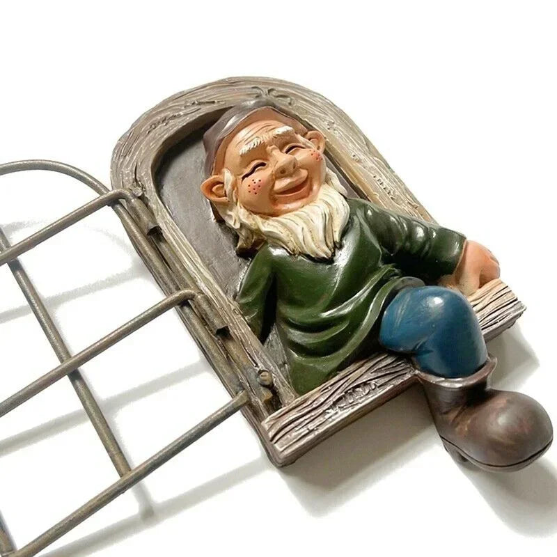 Creative Garden Gnome Statue Elf Out Tree Hug Suitable for Home Courtyard Porch Table Decoration