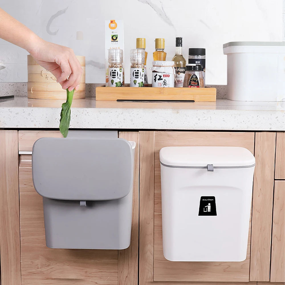 【Lifeideas】Door Hanging Trash Can Kitchen Bathroom Toilet Waste Storage with Inner Barrel Wall Mounted Garbage Rubbish Bin