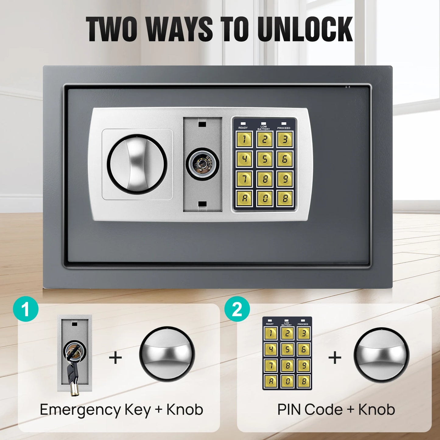 Fireproof 8.5L Electronic Password Security Safe Money Cash Deposit Box Office Home Safe Password Key Anti-theft Safe Box Home