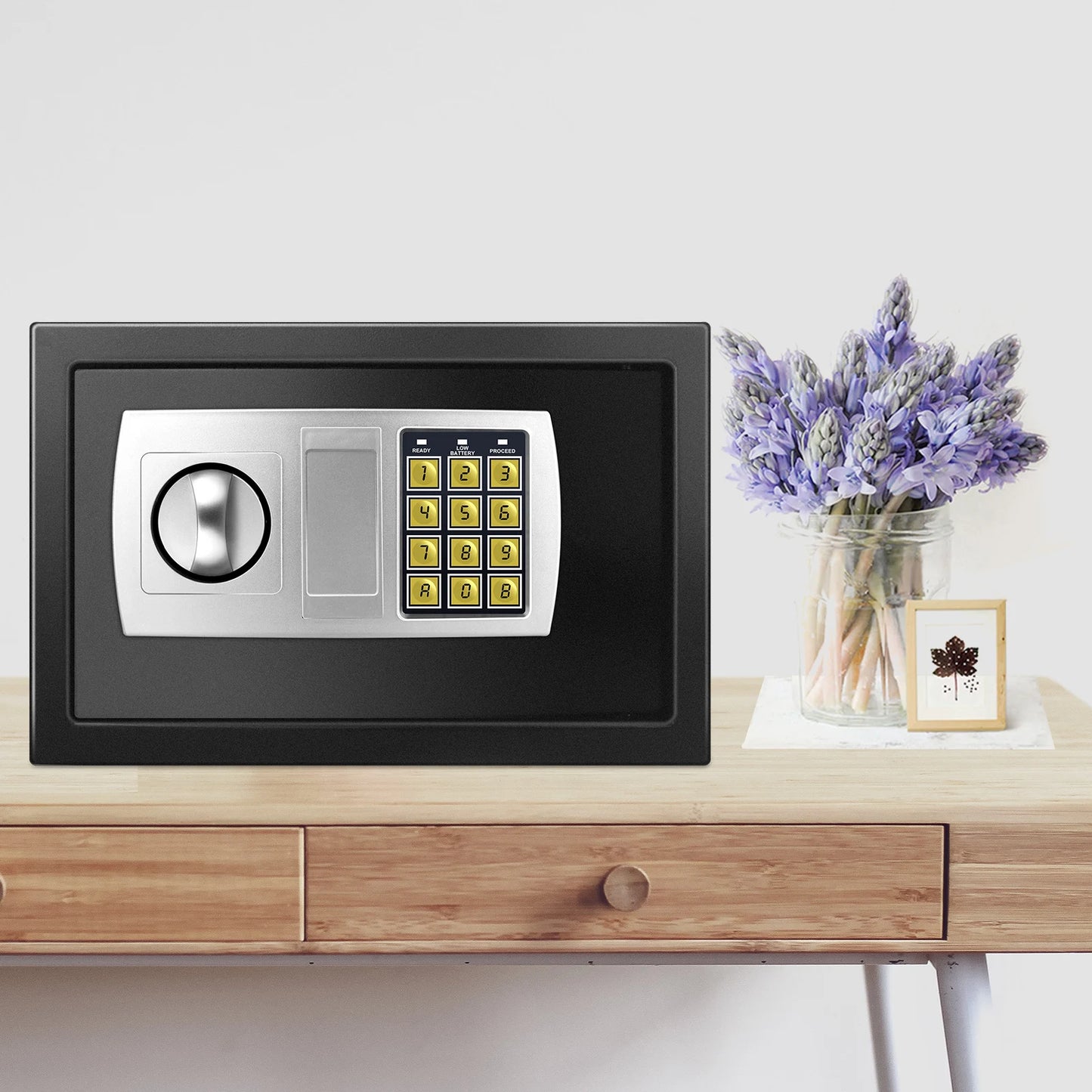 Fireproof 8.5L Electronic Password Security Safe Money Cash Deposit Box Office Home Safe Password Key Anti-theft Safe Box Home