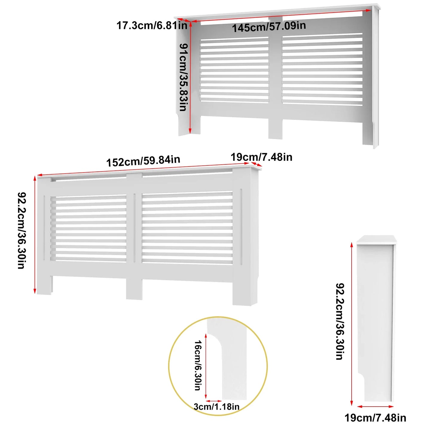 Wood Radiator Cover Modern Tall Radiator Shelf Large Heater Covers Horizontal Slats