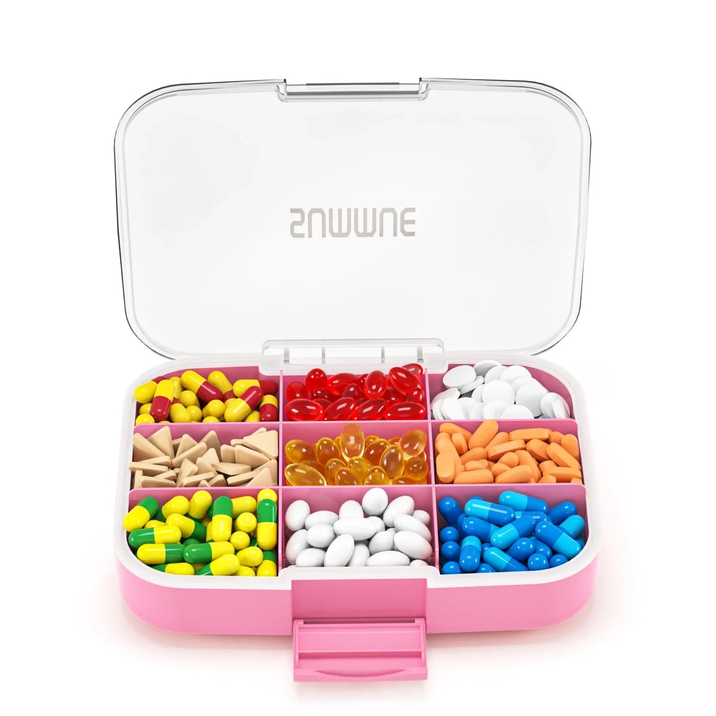 SUMMUE Large Pill Organizer, 9 Compartments Portable Travel Pill Box Case Moisture Proof, XL Pill Container Holder Playing cards