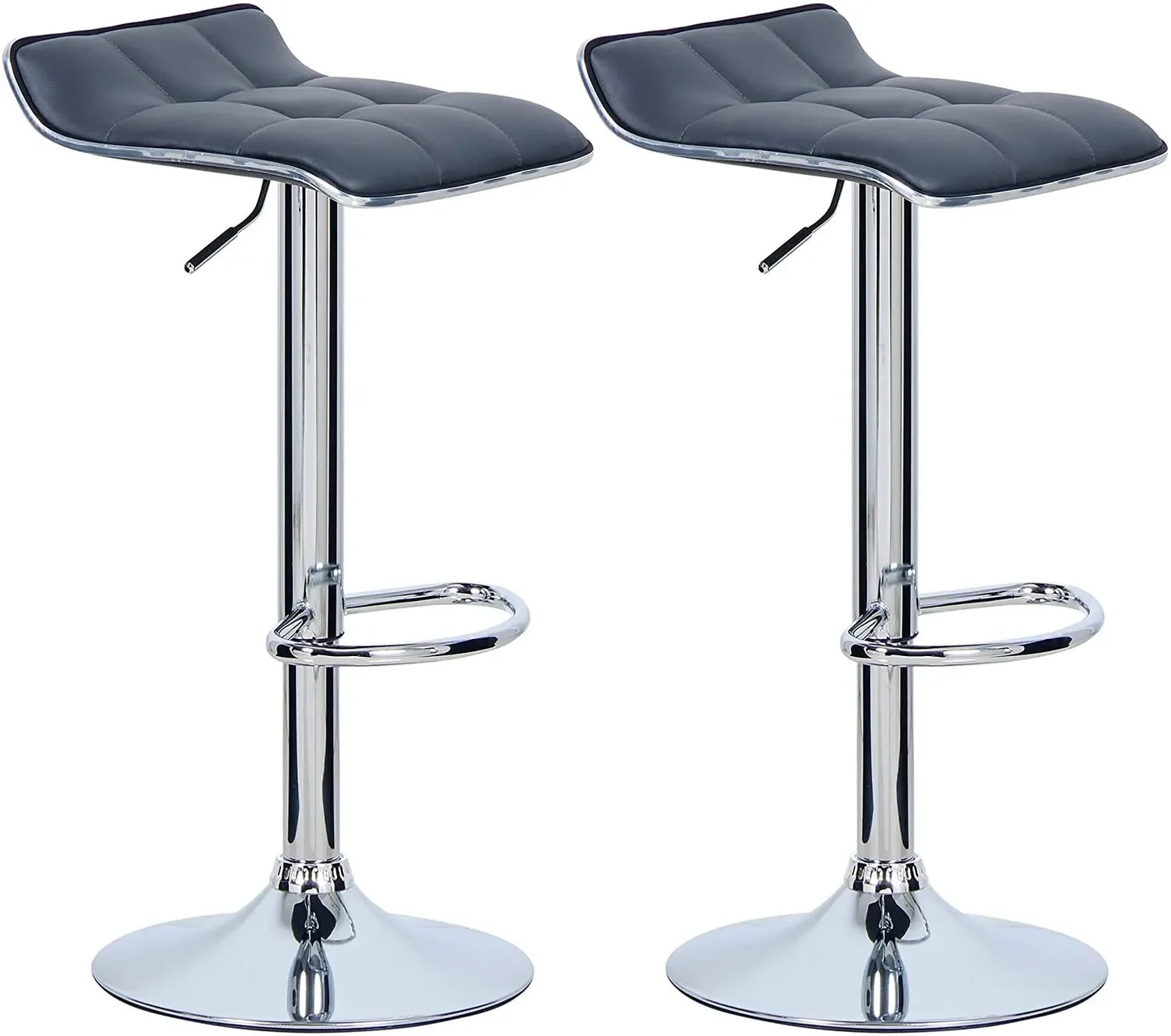 2PCs/Set Bar Stools Counter Stool Faux Leather Well Padded Seat Surface Dining Room Chair Hight-Adjustable Swivel Bar Chair