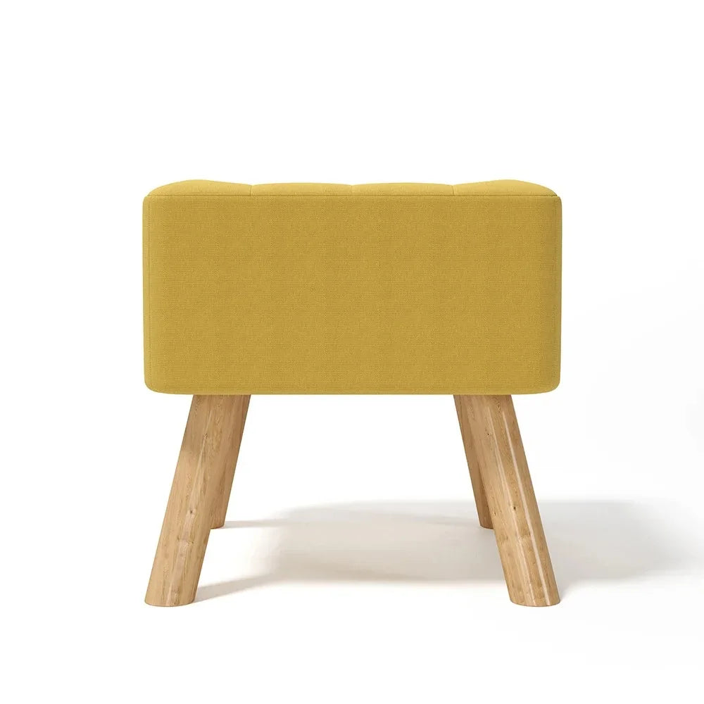 Linen Fabric Padded Household Multifunctional  Wooden Leg Footstool