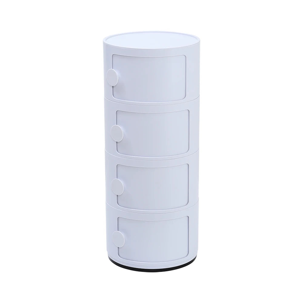 White 76cm Round 4 tiered Drawer Storage Unit Organizer