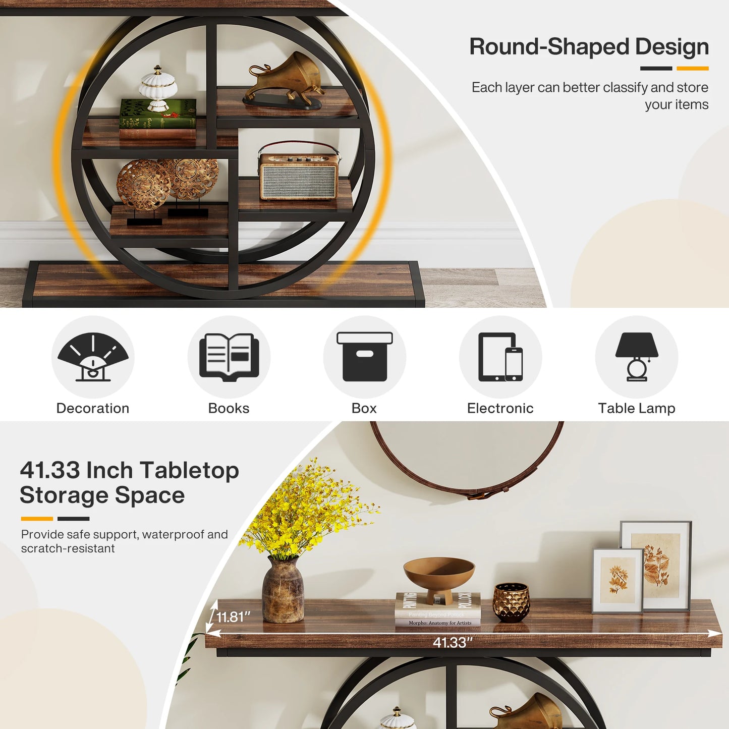 Tribesigns Console Table, 39.4-Inch Entryway Table with Thickened Tabletop, 4- Tier Industrial Narrow Hallway Sofa Table