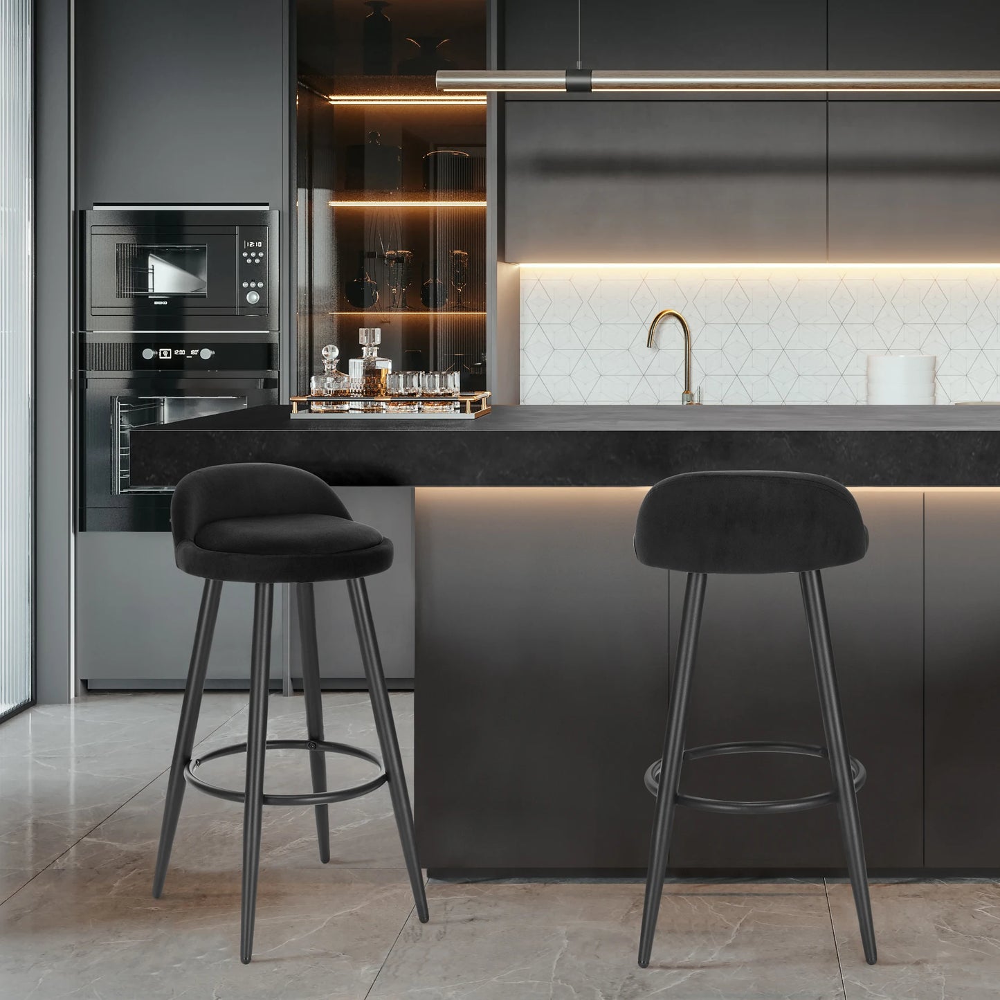 WOLTU 2PCS Bar Stool Bar Chair Counter Stool with Footrest Kitchen Dining Breakfast Chair High Cafe Stool Bar Furniture