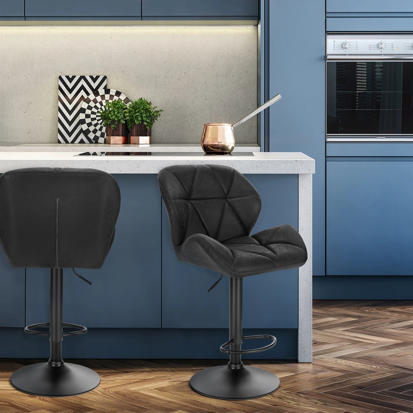 WOLTU 1PC Bar Chairs Breakfast Dining Stools Adjustable Swivel Gas Lift Steel Footrest Base Kitchen Island Counter Bar Stools