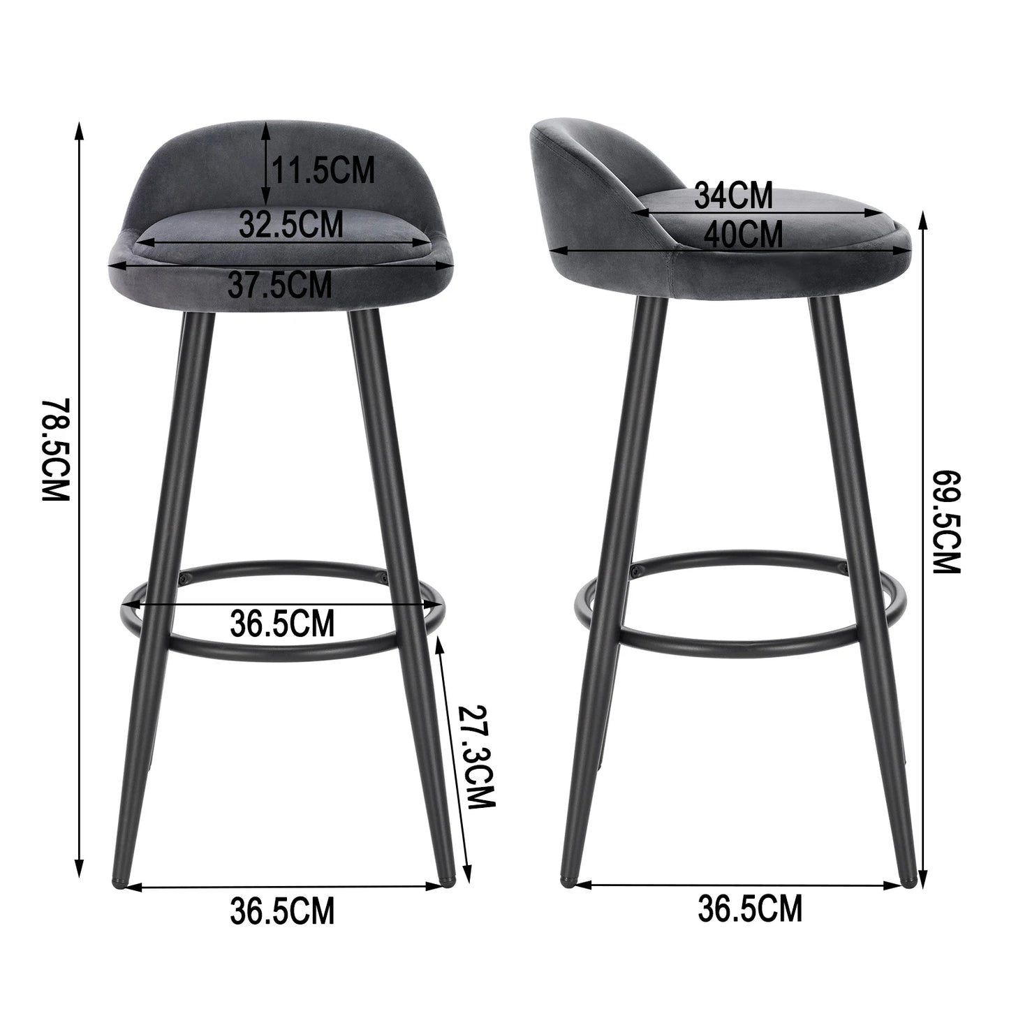 WOLTU 2PCS Bar Stool Bar Chair Counter Stool with Footrest Kitchen Dining Breakfast Chair High Cafe Stool Bar Furniture