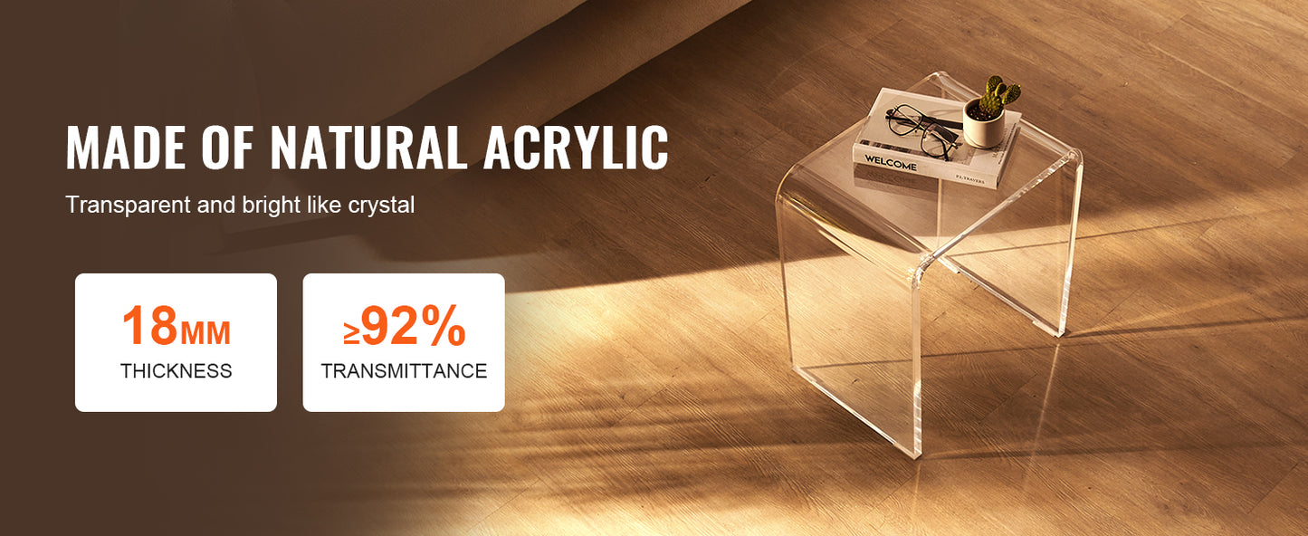 VEVOR Acrylic End Table C-Shaped Lucite Side Table Clear Acrylic Side Table for Drink Food Snack used in Living Room Bedroom