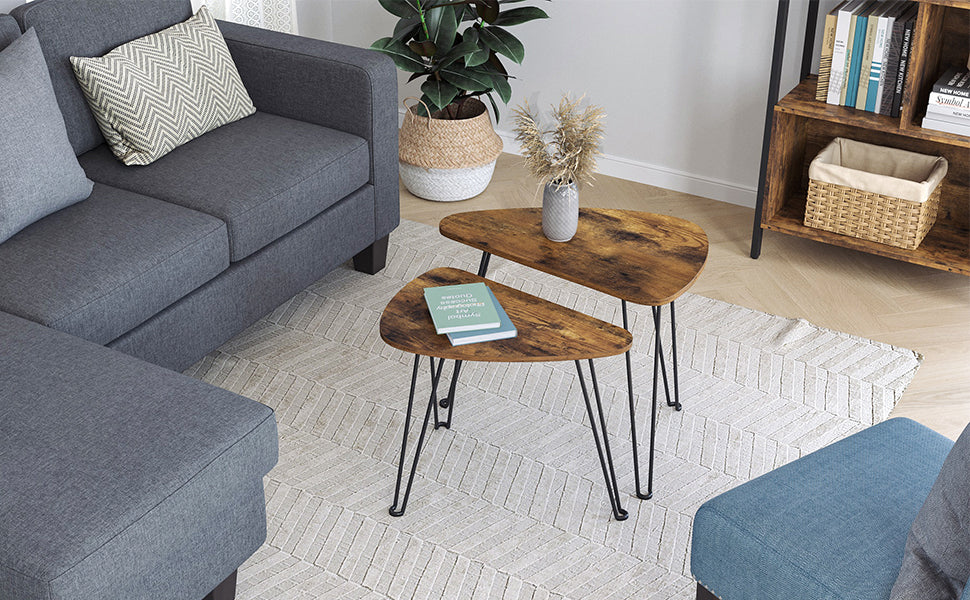 VASAGLE Set of 2 Side Tables, Nest of Tables, Coffee Tables, Living Room, Dining Room, Bedroom