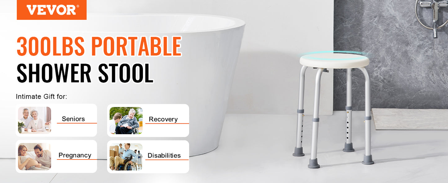 VEVOR Shower Chair for Inside Shower Adjustable Height Shower Stool Non-Slip Bench Bathtub Seat  for Elderly Disabled Adults