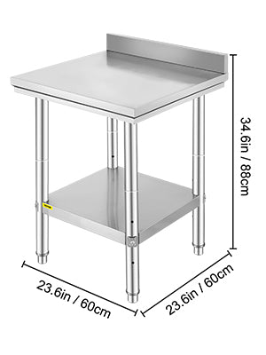 VEVOR Kitchen Work Bench Commercial Catering Table Worktable with Undershelf Stainless Steel 330LBS 286LBS for Restaurant Garage