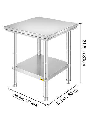 VEVOR Kitchen Work Bench Commercial Catering Table Worktable with Undershelf Stainless Steel 330LBS 286LBS for Restaurant Garage