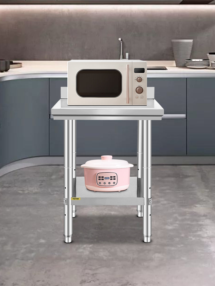 VEVOR Kitchen Work Bench Commercial Catering Table Worktable with Undershelf Stainless Steel 330LBS 286LBS for Restaurant Garage